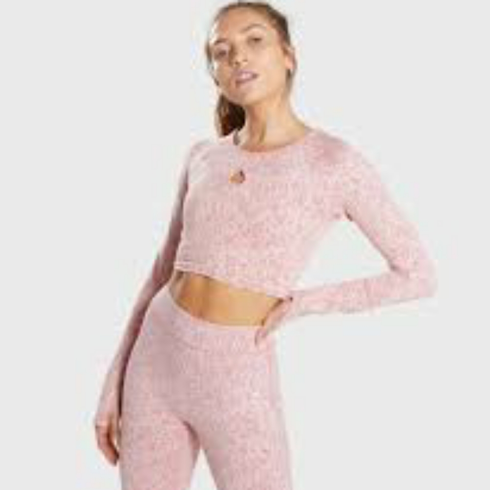 Gymshark fleur texture Long sleeve crop Pink Xs